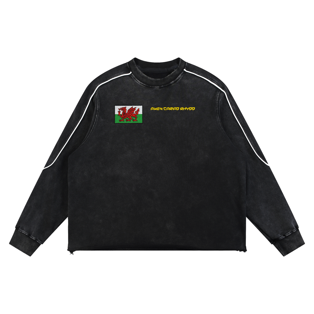 Mineral Wash Piping Raw Hem Sweatshirt