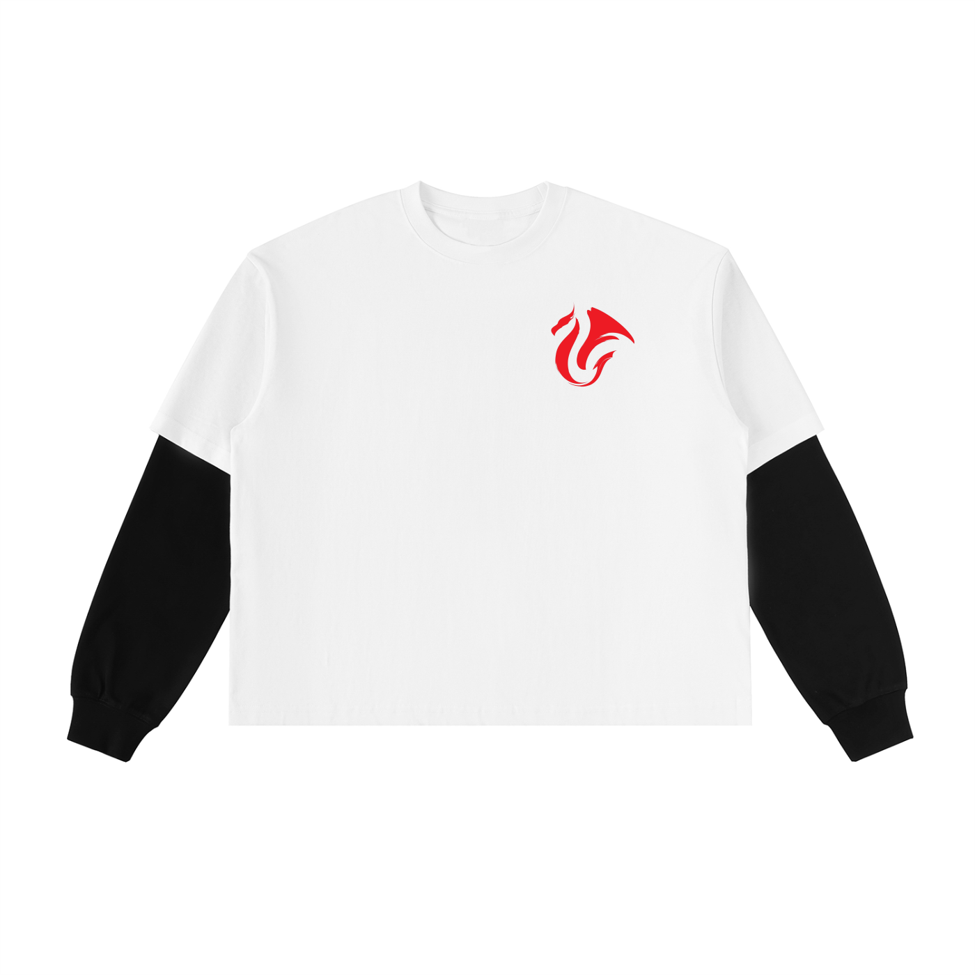 Layered Contrast Sleeve Cotton T-Shirt