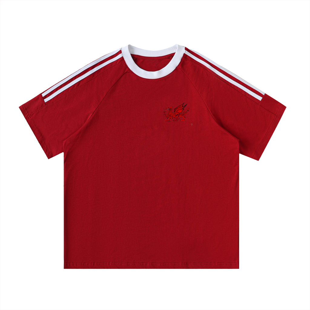 Contrast Tape Crewneck Cotton T-Shirt