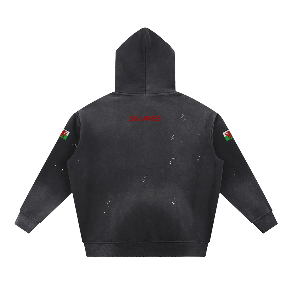 Vintage Washed Frayed Fleece Hoodie