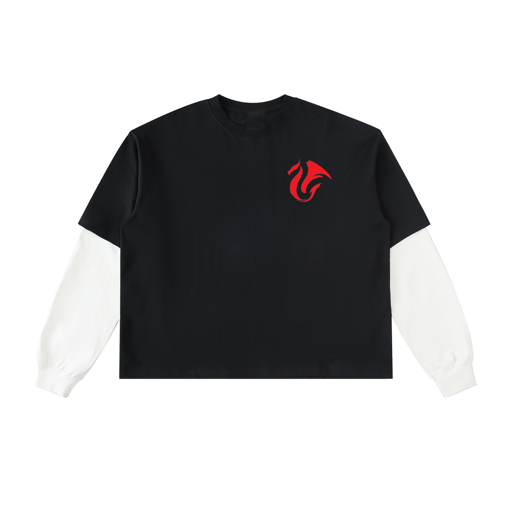 Layered Contrast Sleeve Cotton T-Shirt