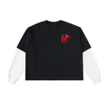 Layered Contrast Sleeve Cotton T-Shirt